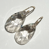 Large Classic Iridescent Pear Crystal Earrings - Gold Silver Sparkle | 14k Gold Filled