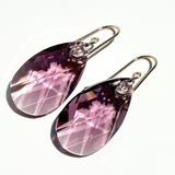 Large Classic Iridescent Pear Crystal Earrings - Lilac | 14k Gold Filled