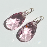 Large Classic Iridescent Pear Crystal Earrings - Soft Pink | 14k Gold Filled