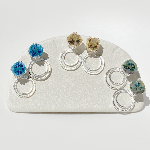 Versatile Gemstone Stud Earrings with Argentium Silver Small Hoop Earring Jackets - Large | MONOLISA Jewelry Collection Made in California