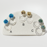 Versatile Gemstone Stud Earrings with Argentium Silver Small Hoop Earring Jackets - Large