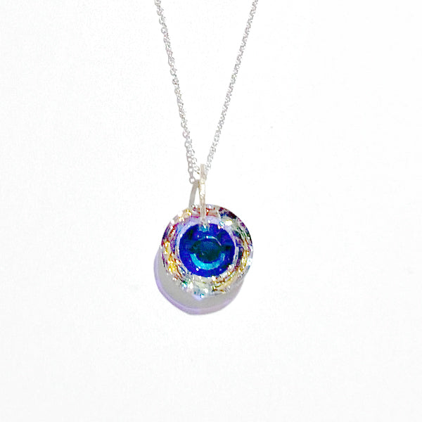 14 Karat Gold Crystal Eye Pendant with Argentium Silver Chain