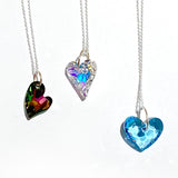 14 Karat Gold Heart Crystal Pendant Collection with Argentium Silver Chain