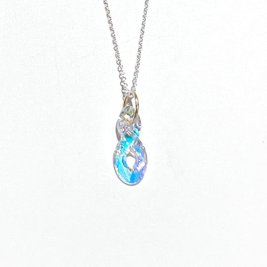 14 Karat Gold Infinity Crystal Pendant with Argentium Silver Chain