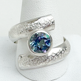 Argentium® Silver 2 Carat Topaz Spiral Textured Ring - Touches of Blue