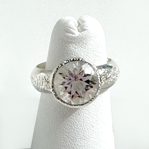 Argentium® Silver 3.5 Carat White Topaz Textured Ring Band | Handmade by California Jewelry Artist Lisa Ramos