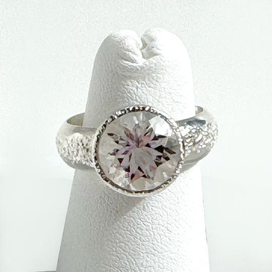Argentium® Silver 3.5 Carat White Topaz Textured Ring Band | Handmade by California Jewelry Artist Lisa Ramos