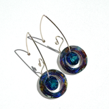Large Circular Rainbow Iridescent Crystal Earring Collection -  Extra Blue Volcano