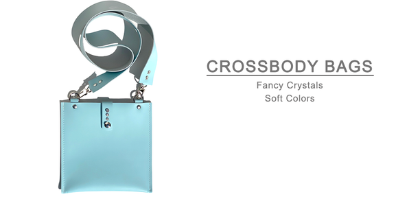 MONOLISA Collection of Leather Crossbody Bags Made in California - Pink, Blue and Lavender Colors 