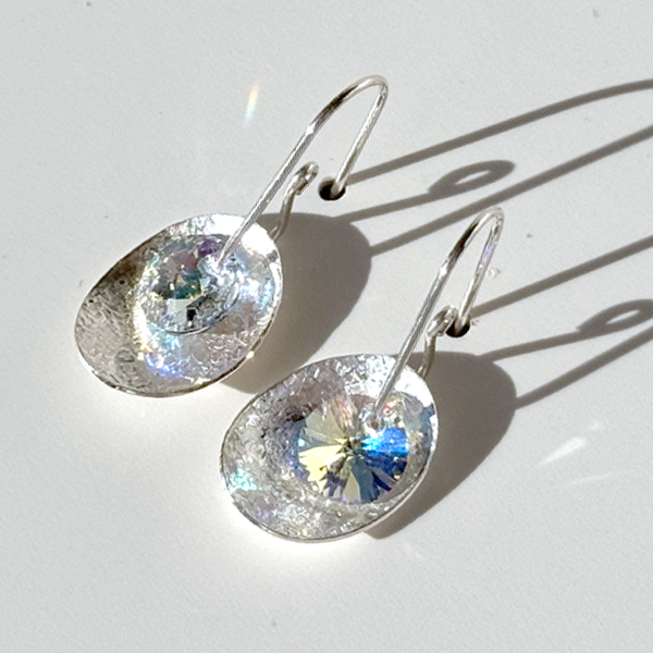 Argentium® Silver Eye Catching Iridescent Crystal Earrings Collectio