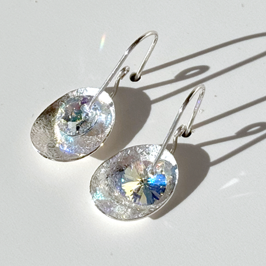 Argentium® Silver Eye Catching Iridescent Crystal Earrings Collectio