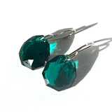 Regal Faceted Crystal Earrings - emerald color in 14k gold filled
