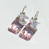 Short Drop Emerald Cut Crystal Custer Earrings - 16 Color Options