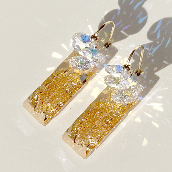 One of a kind Ultra Bold Golden Crystal Earrings
