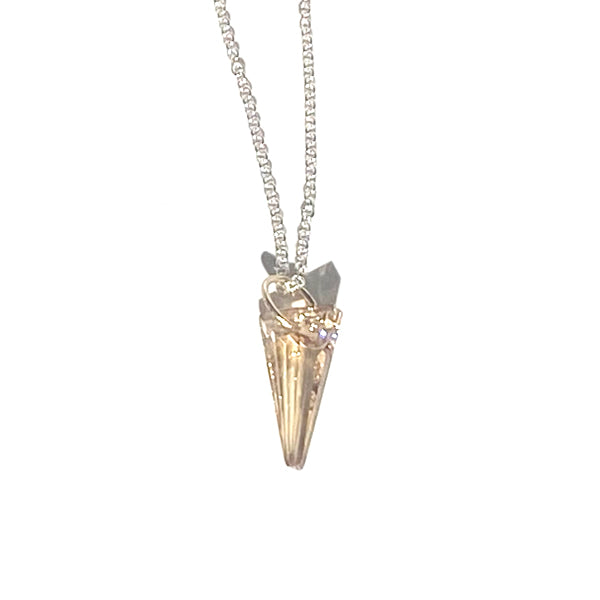 14 Karat Gold Crystal Spike Pendant Collection with Argentium Silver Chain - Golden