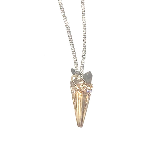 14 Karat Gold Crystal Spike Pendant Collection with Argentium Silver Chain - Golden