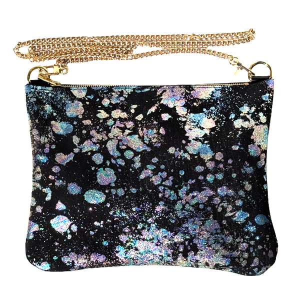 Suede Iridescent Paint Splatter Crossbody – Bag 154