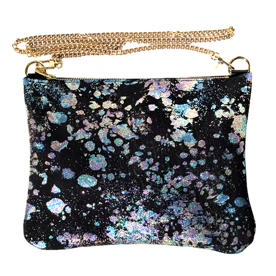 Suede Iridescent Paint Splatter Crossbody – Bag 154