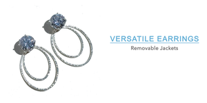 VersCitrine and Topaz Stud Earrings with Earring Jackets - The versatile gemstone stud earrings. Wear multiple ways - wear with the Argentium Silver earring jackets or just the gemstone studs. Made in California