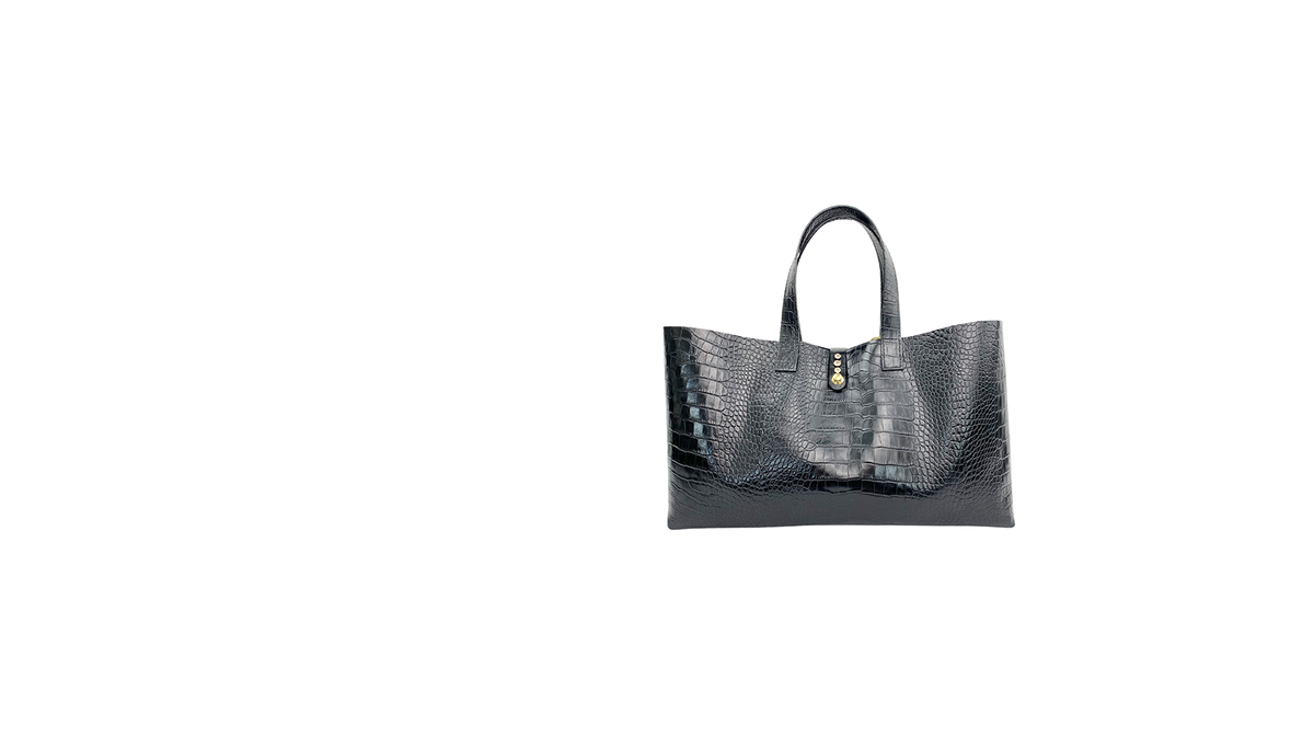 Large Italian Leather Tote Bag with Crystals | Handmade in California by Artist Lisa Ramos | MONOLISA Handbags