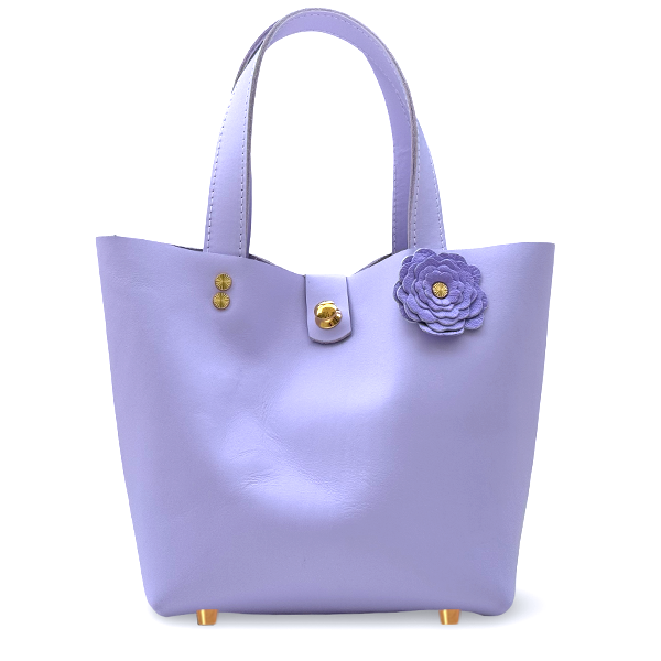 Pretty Purple Leather Small Tote Flower Bag - Bag 149