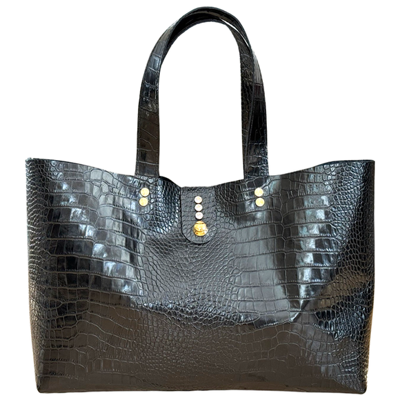 Large Italian Leather Tote Bag with Crystals - Bag 141