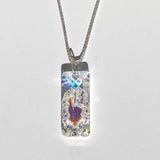 Ultra Large 14 Karat Gold Crystal Iridescent Pendant with Argentium Silver Chain