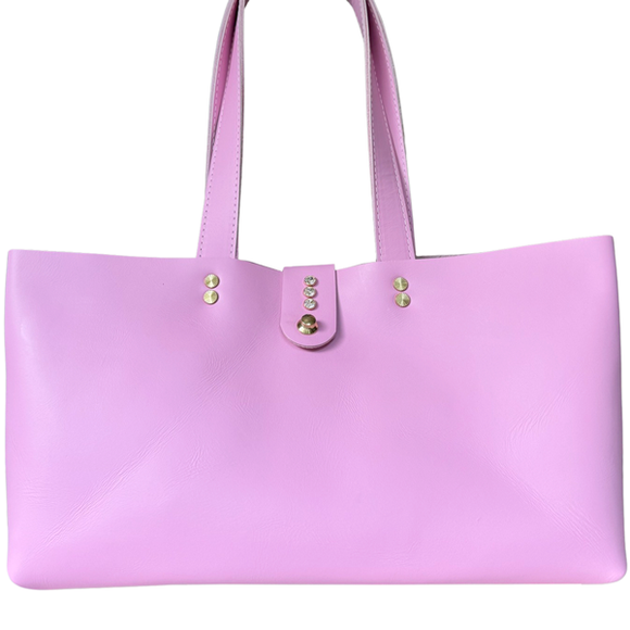 Pink Leather Over The Shoulder Handbag with Crystals- Bag 137