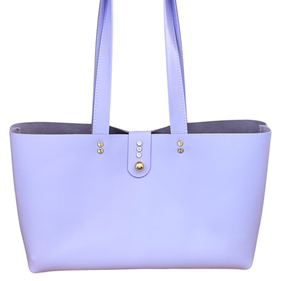 Lavender Leather Over The Shoulder Handbag with Crystals- Bag 134