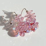 Large Pink Iridescent Crystal Cluster with Elegant Scroll Design  - Gold Filled