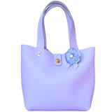 Pretty Lavender Leather Small Tote Bag with Flower - Bag 139