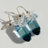 Art Deco Crystal Earrings - Blue