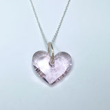 14 Karat Gold Heart Crystal Pendant Collection with Argentium Silver Chain - Pink Heart