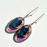 Large Crystal Eye Earrings  - Purple