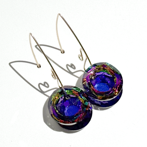 Large Blue Purple Rainbow Crystal Earring Collection - Purple