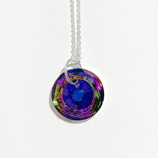 Argentium Silver Purple Rainbow Crystal Eye Pendant Necklace | MONOLISA Jewelry Collection By Artist Lisa Ramos