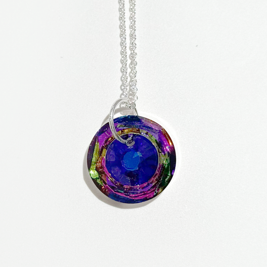 Argentium Silver Purple Rainbow Crystal Eye Pendant Necklace | MONOLISA Jewelry Collection By Artist Lisa Ramos