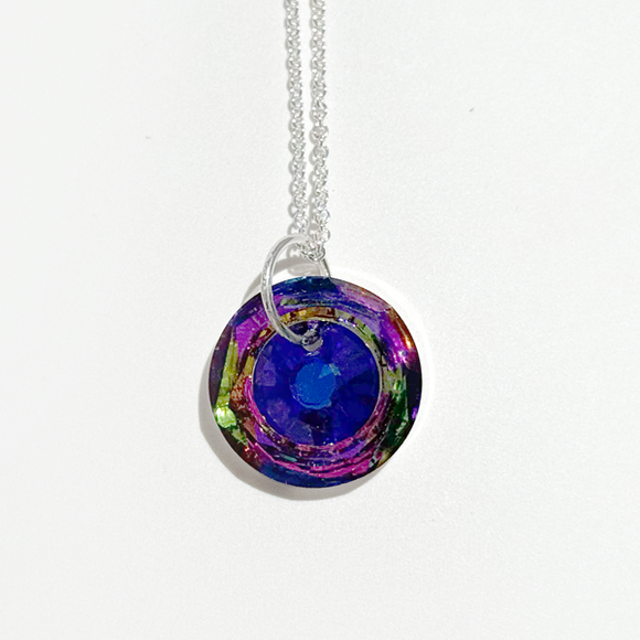 Argentium Silver Purple Rainbow Crystal Eye Pendant Necklace | MONOLISA Jewelry Collection By Artist Lisa Ramos