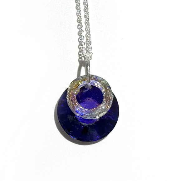 Argentium Silver Purple Iridescent Crystal Pendant Necklace  | MONOLISA Jewelry Collection By Artist Lisa Ramos