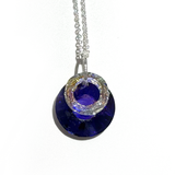 Argentium Silver Purple Iridescent Crystal Pendant Necklace  | MONOLISA Jewelry Collection By Artist Lisa Ramos