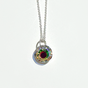 Argentium Silver Rainbow Iridescent Crystal Eye Pendant Necklace | MONOLISA Jewelry By Artist Lisa Ramos
