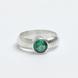 Argentium® Silver 2 Carat Simulated Emerald Textured Ring - Timeless
