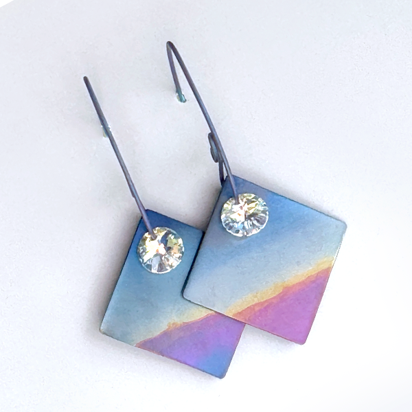 Versatile Titanium Rainbow Crystal Earrings