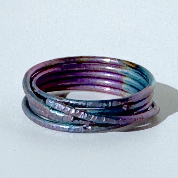 Hammered Titanium Rainbow Ring Collection