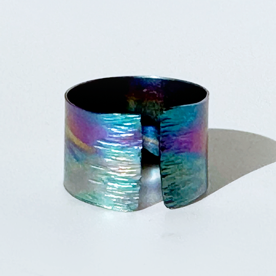Hammered Titanium Rainbow Ring Collection