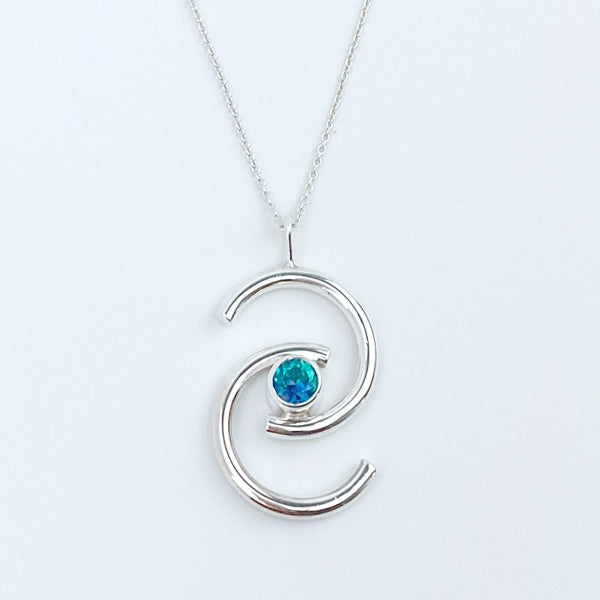 Picture is a Argentium Blue Topaz Gemstone Silver Pendant Necklace from the MONOLISA Jewelry Collection |  Jewelry Made in California by Bay Area Designer Lisa Ramos