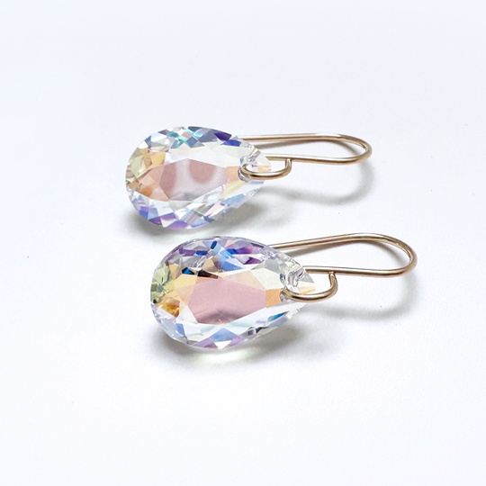 14k Gold Filled Elegant Crystal Modern Pear Earrings - Touches of Blue