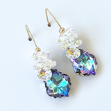 Long Crown Crystal Cluster Earrings - Unicorn