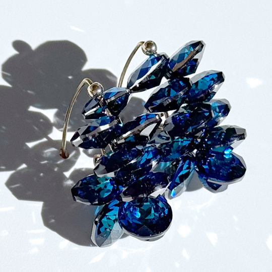 Unique Blue Crystal Cluster Earrings