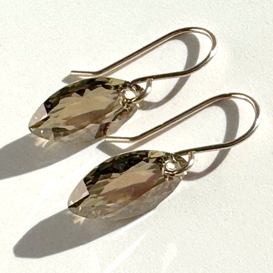 Marquise Crystal Earrings - Bronze Color